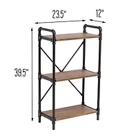 Honey Can Do 3-Tier Industrial Black Bookshelf