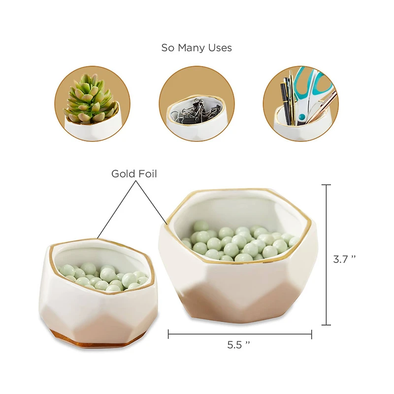Kate Aspen® Geometric Ceramic Planter Set