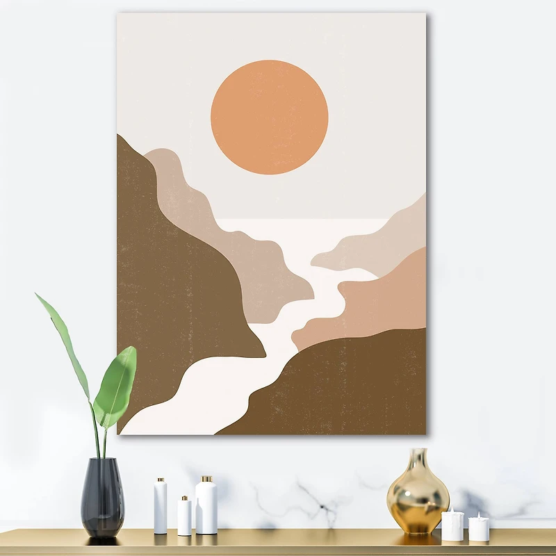 Designart - Lanscape With Full Moon In Terracotta Tones