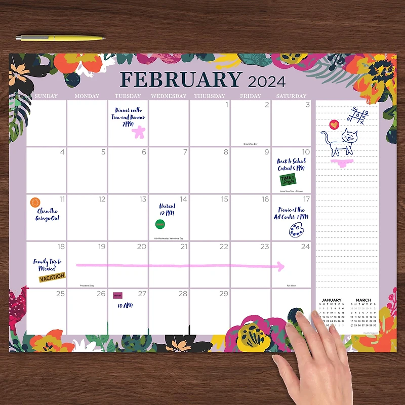 TF Publishing 2024 Floral Large Desk Pad Monthly Blotter Calendar