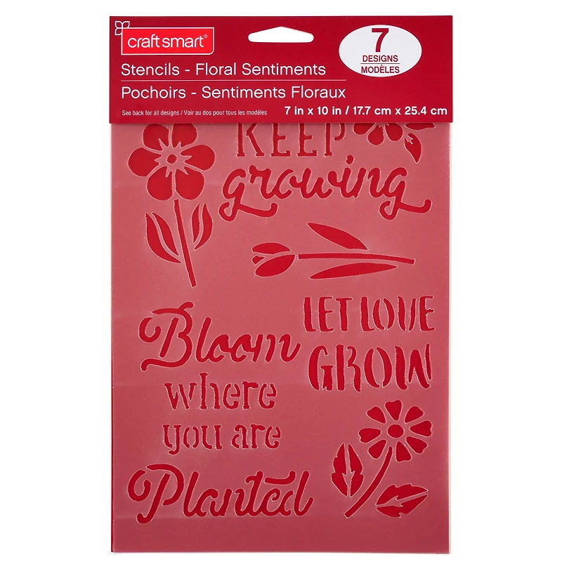 Floral Sentiments Stencils by Craft Smart®, 7" x 10"