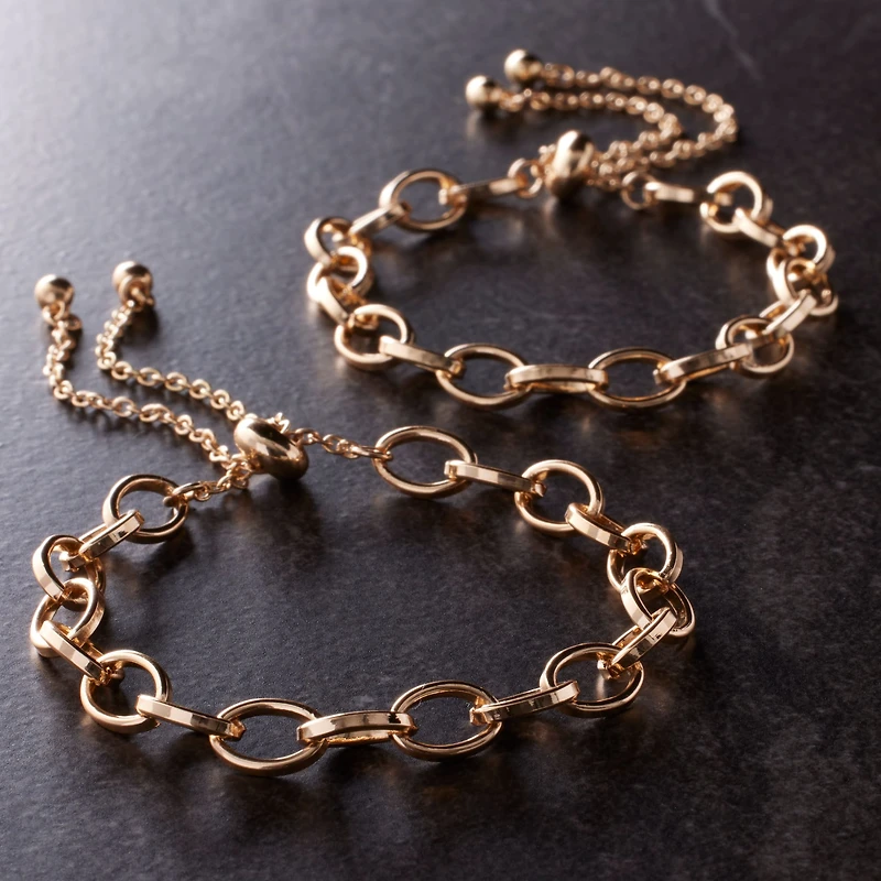 Gold Cable Slider Charm Bracelets, 2ct. by Bead Landing™
