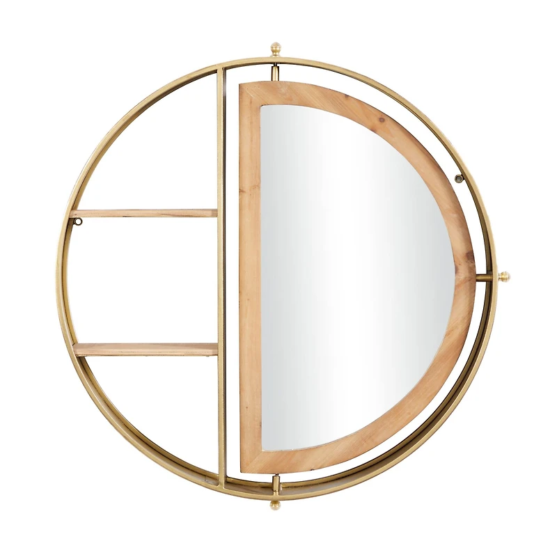 Gold Metal Contemporary Wall Shelf, 27" x 28" x 5"