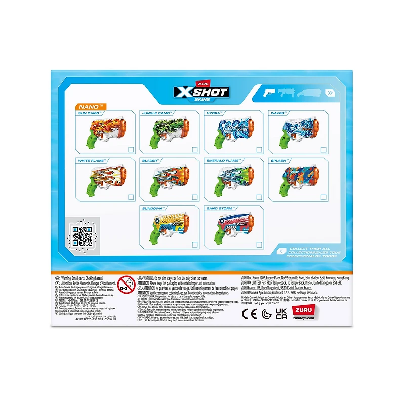 Assorted Zuru X-SHOT Fast Fill Skins Nano Water Blaster, 1pc.