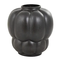13" Black Speckled Ceramic Bubble Ribbed Vase