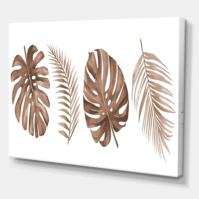 Designart - Tropical Monstera and Palm Leaf In Terracotta