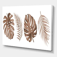Designart - Tropical Monstera and Palm Leaf In Terracotta