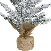 12" Unlit Flocked Mini Pine Artificial Christmas Tree with Jute Base