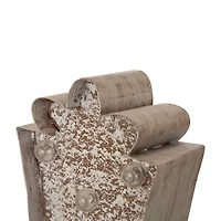 Glitzhome® 8" Marquee LED Gift Box Wooden & Metal Stocking Holder Set