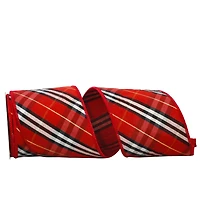 JAM Paper 4" x 10yd. Dupioni Wired Edge Royal Plaid Ribbon