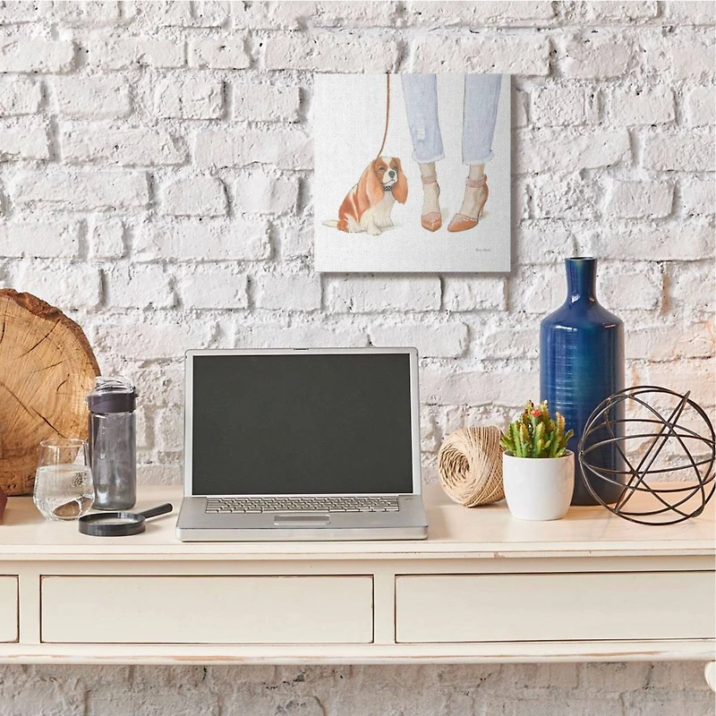 Stupell Industries Dog Walker with Sparkle Heels Canvas Wall Art