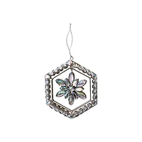 Hello Honey® Silver Hexagon Framed Acrylic Jewel Snowflake Ornament