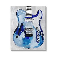 Stupell Industries Abstract Rockstar Guitar Modern Painting Blue Grey Canvas Wall Art
