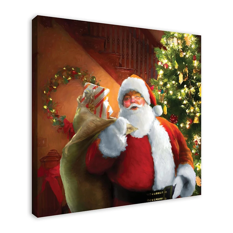 Santa Gets Ready 36x36 Canvas Wall Art