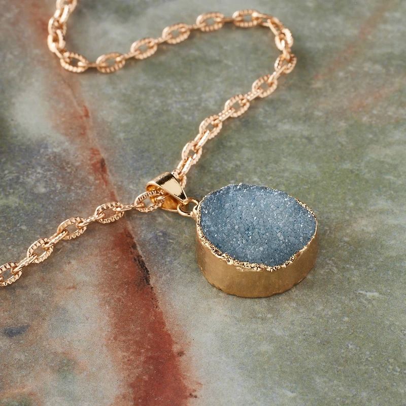 Dyed Druzy Quartz Round Pendant by Bead Landing