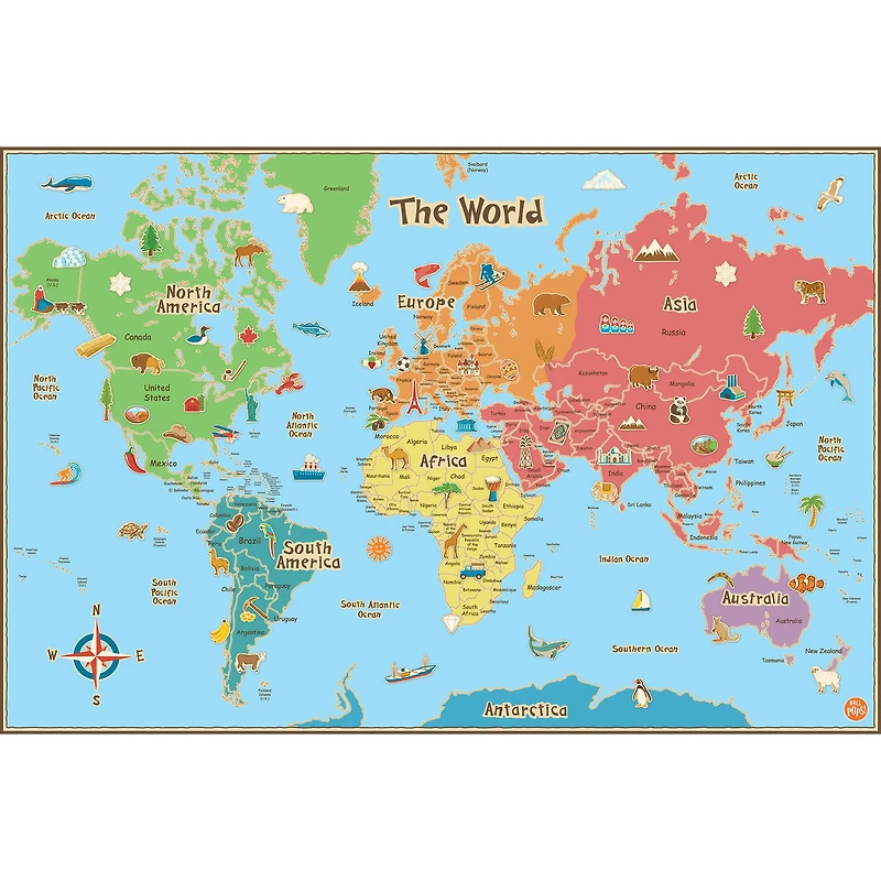 Wallpops Kids World Dry Erase Map Decal