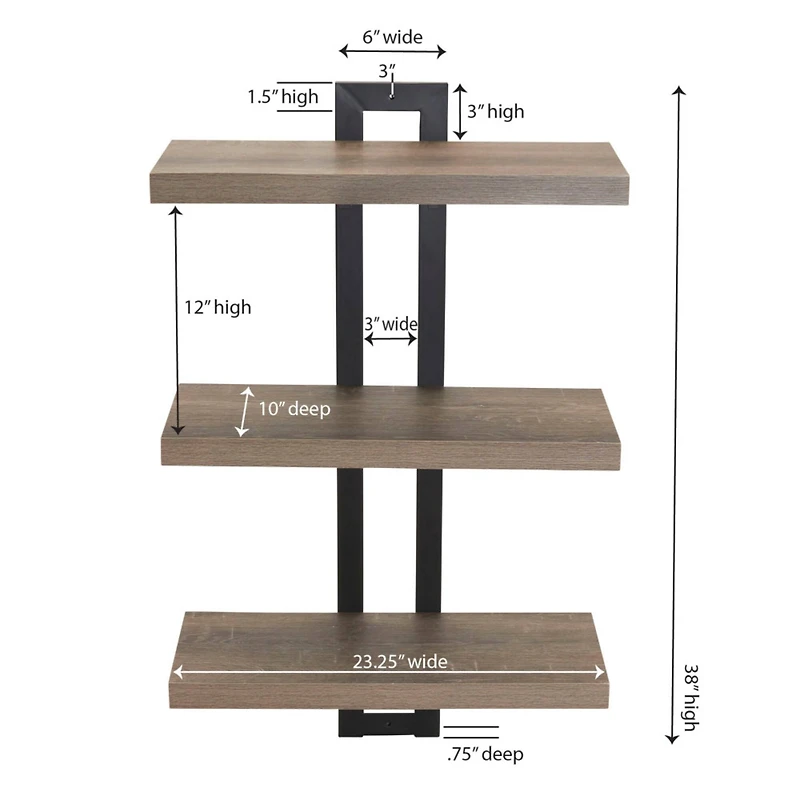 Household Essentials Jamestown 3-Tier Wall Shelf