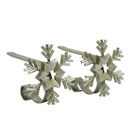 Original MantleClip® Antique Brass Snowflake Icons Stocking Holders, 2ct.