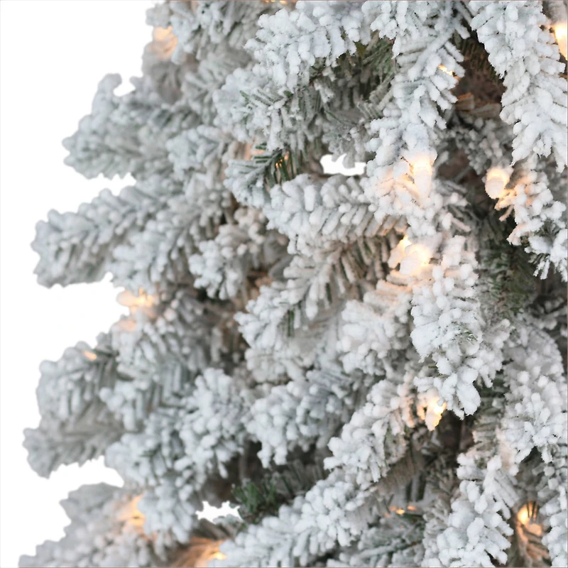 6ft. Pre-Lit Flocked Alpine Artificial Tree, Clear Lights