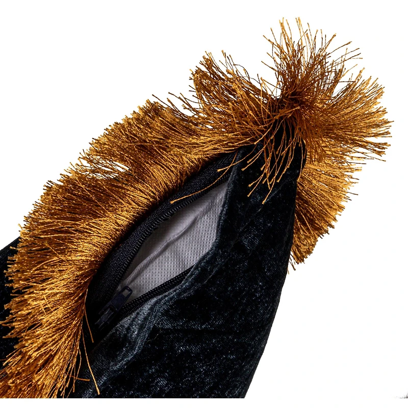 Hello Honey® 20" x 20" Navy & Gold Silk Fringed Pillow