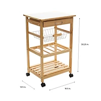 Organize It All Rolling Kitchen Cart with Ceramic Countertop
