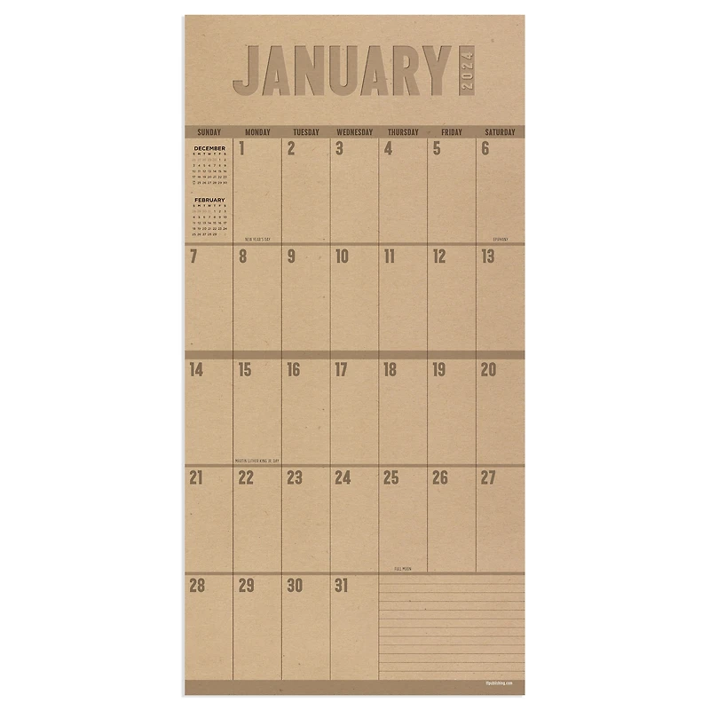 TF Publishing 2024 Big Grid-Kraft Mini Calendar