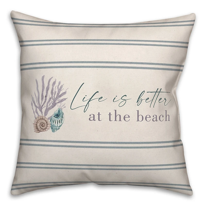 Life Is Better At The Beach Snail & Shell Throw Pillow