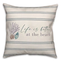 Life Is Better At The Beach Snail & Shell Throw Pillow