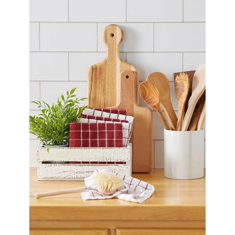 Barn Red Combo Windowpane Dishcloth, 6ct.