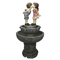 36" Kissing Boy & Girl Outdoor Patio Garden Water Fountain