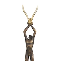 24" Silver Polystone People Sculpture with Stainless Steel Accents