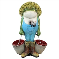 Design Toscano 17.5" Buckets the Garden Frog Statue