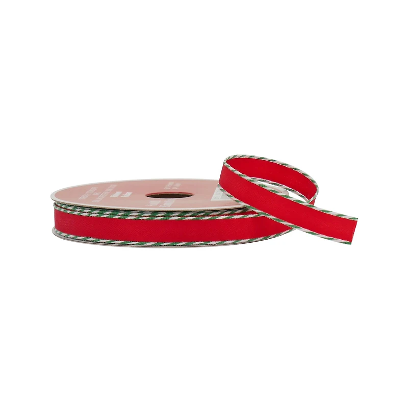 3/8" x 30ft. Red with Green Twist Edge Ribbon by Celebrate It®