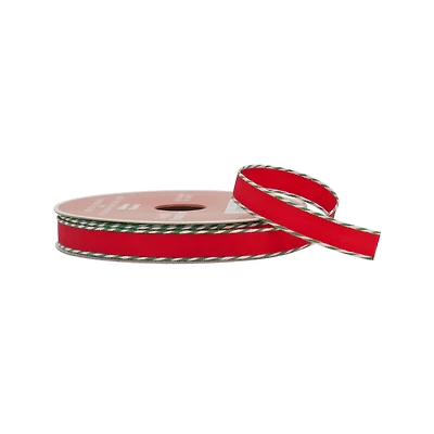3/8" x 30ft. Red with Green Twist Edge Ribbon by Celebrate It®