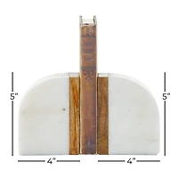5" White Marble Modern Bookends, 2ct.