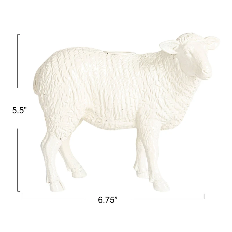 Hello Honey® 6.75" Long White Pastoral Elegance Sheep Taper Candle Holder