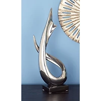 17" Silver Ceramic Abstract Loop Sculpture