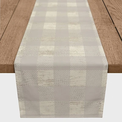 72" Gray Buffalo Check Cotton Twill Runner