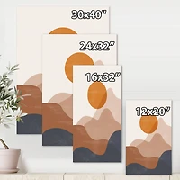 Designart - Abstract Red Moon In Earth Toned Mountains II