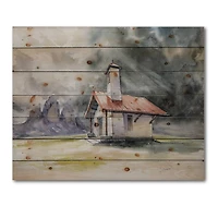 Designart - Rustic House On Mountain Top During Storm