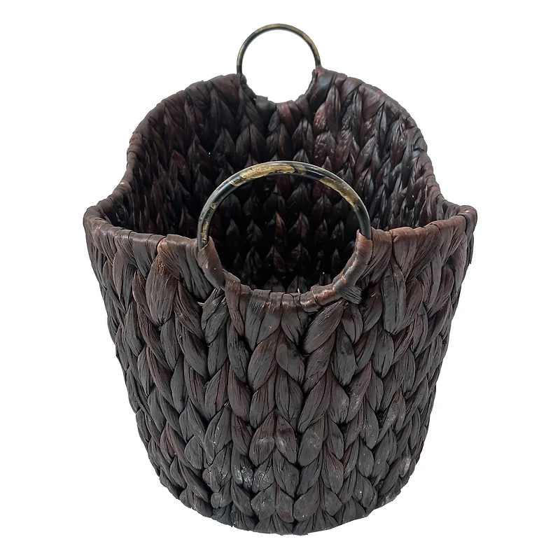 Large Espresso Woven Basket with Metal Handles by Ashland®