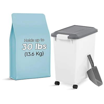 Iris® 30 lbs. Airtight Pet Food Container with Scoop, Gray