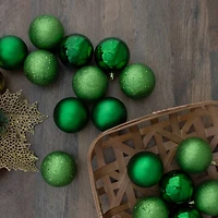 32ct. 3.5" Christmas Green Shatterproof 4-Finish Christmas Ball Ornaments