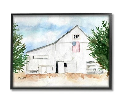 Stupell Industries American Barn Watercolor Framed Wall Art