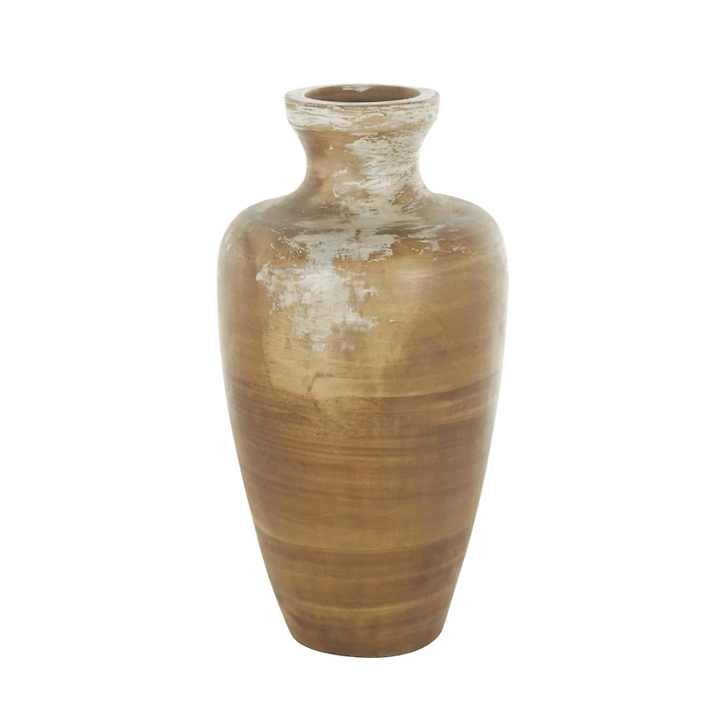 Brown Ceramic Antique Style Distressed Patina Vase