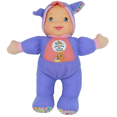 Goldberger Baby's First® Sing & Learn™ Baby Doll with Purple Kangaroo Outfit