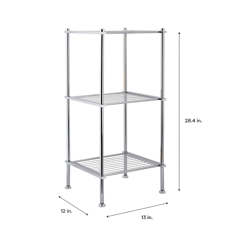 Organize It All 28" Metro Chrome 3-Tier Freestanding Shelving Tower
