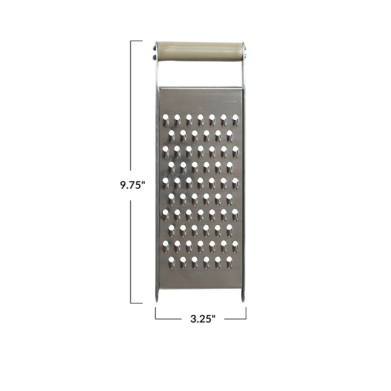 Hello Honey® 9.75" Stainless Steel Grater with Taupe Enameled Mango Wood Handle
