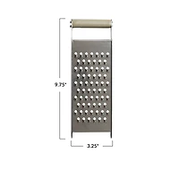 Hello Honey® 9.75" Stainless Steel Grater with Taupe Enameled Mango Wood Handle