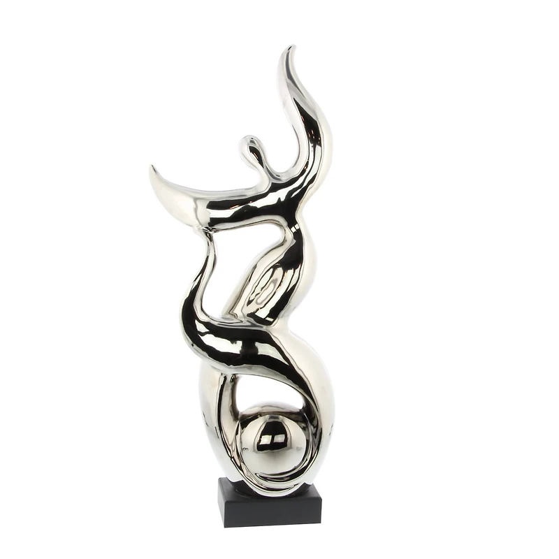 25" Silver Ceramic Modern Twist Sculpture